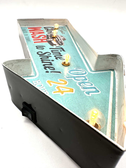 Metalen Lichtbord - Car Wash - LED verlichting