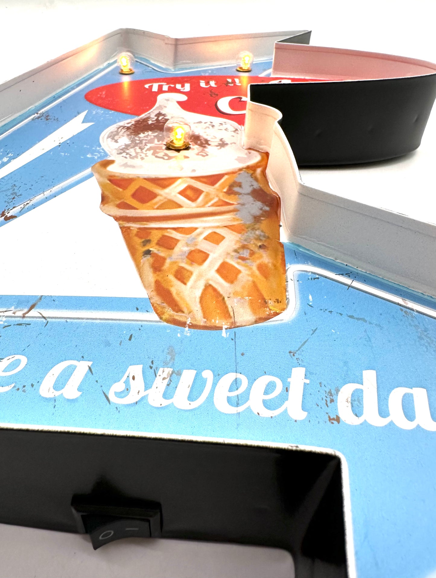 Metal Light Sign - Try Ice Cream - LED lighting