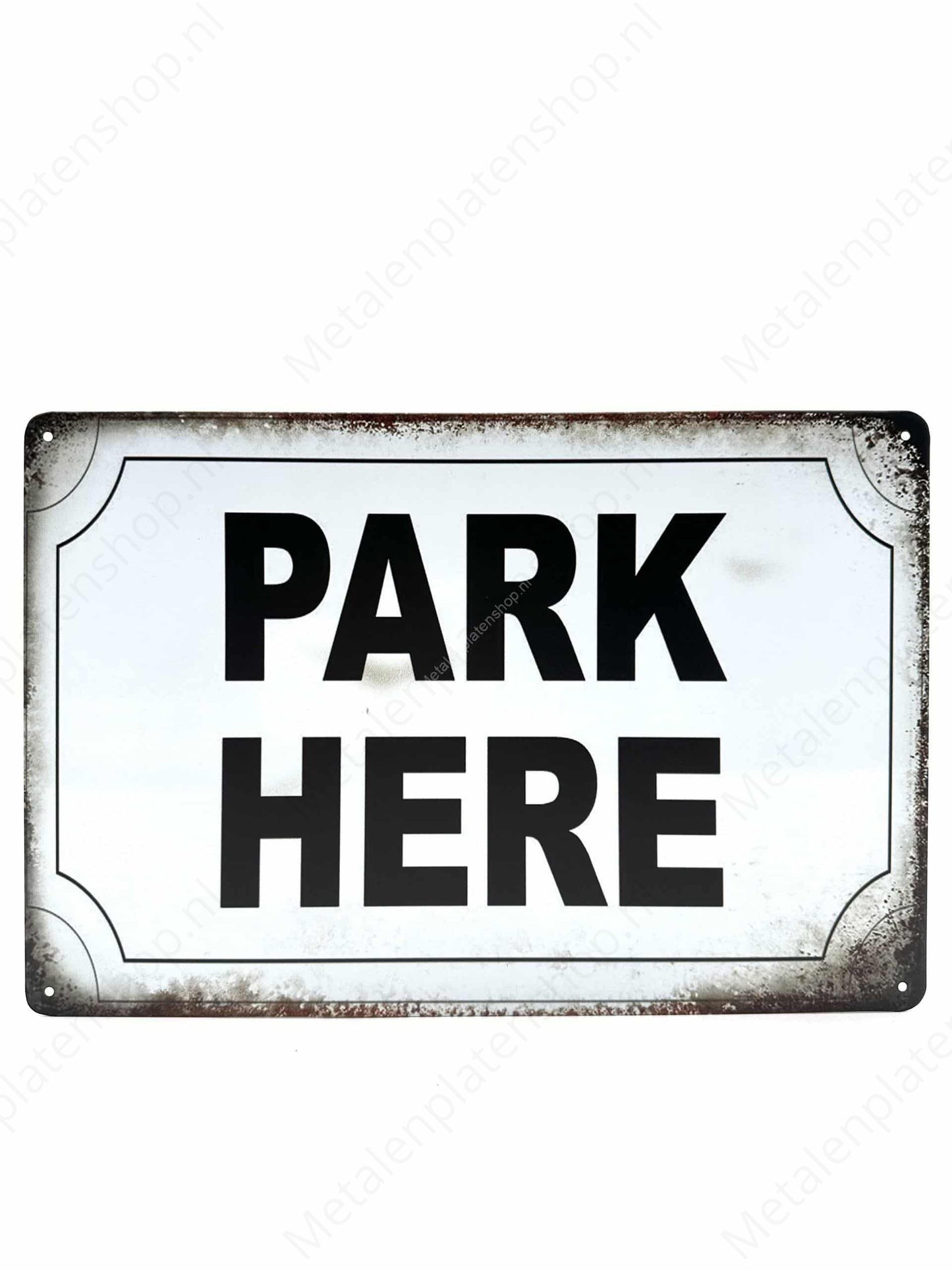 Park Here - Metalen Wandbord