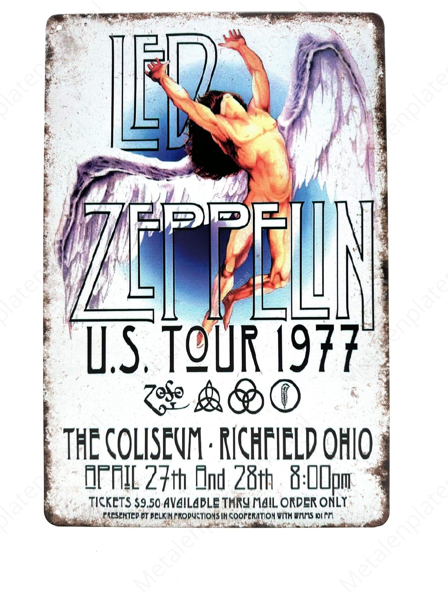 Led Zeppelin Tour 1977 - Metal Wall Sign
