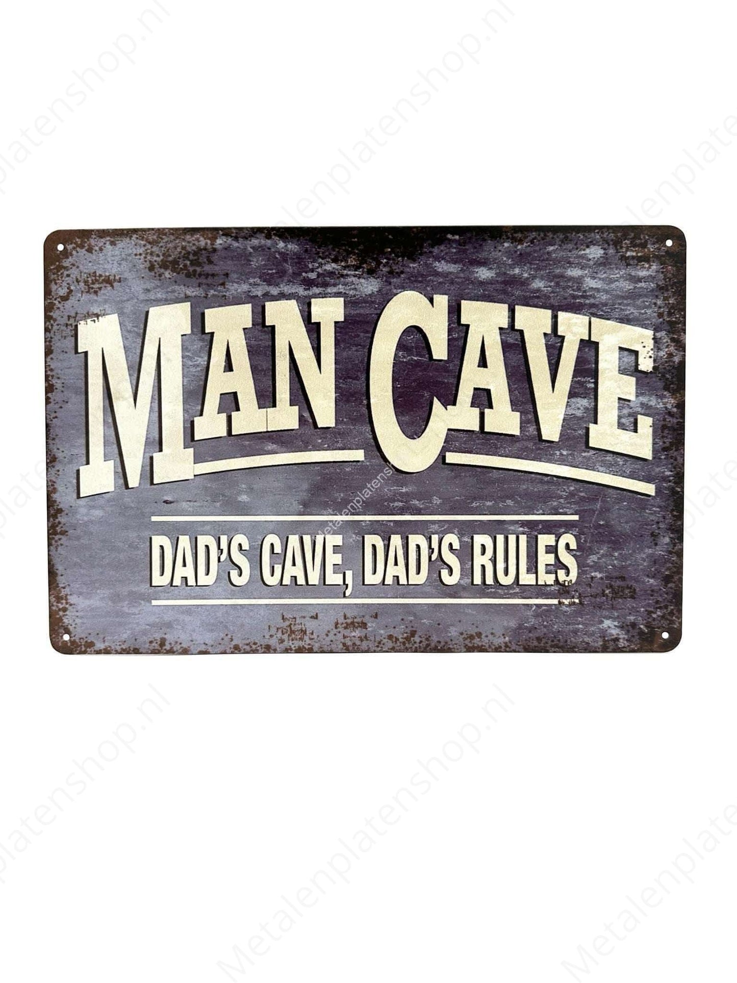 Man Cave Dads Cave, Dads Rules - Rules - Metal Wall Sign