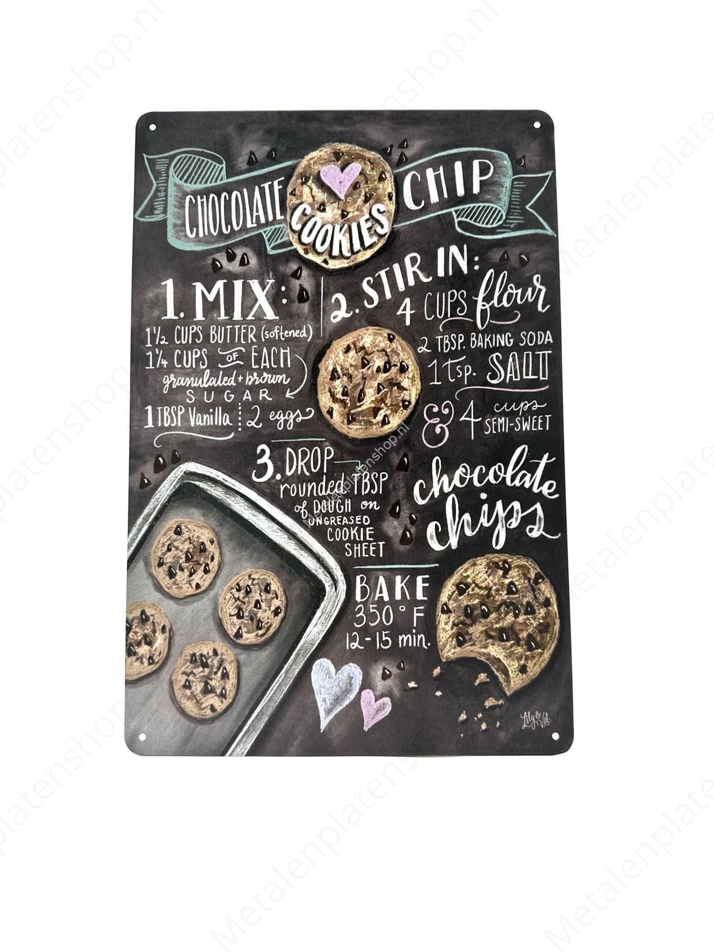Chocolate Cookies Chip - Chalkboard - Metal Wall Sign