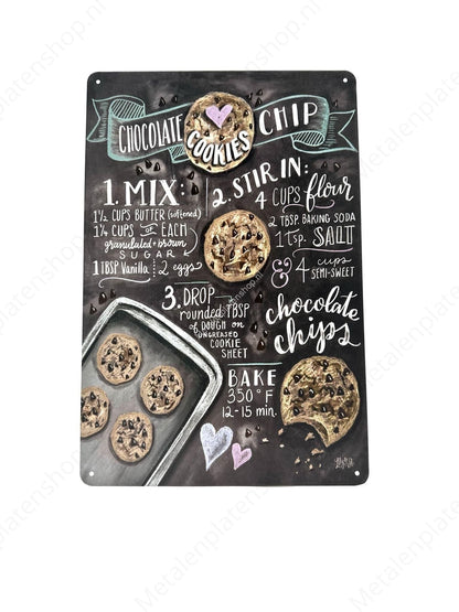 Chocolate Cookies Chip - Chalkboard - Metal Wall Sign