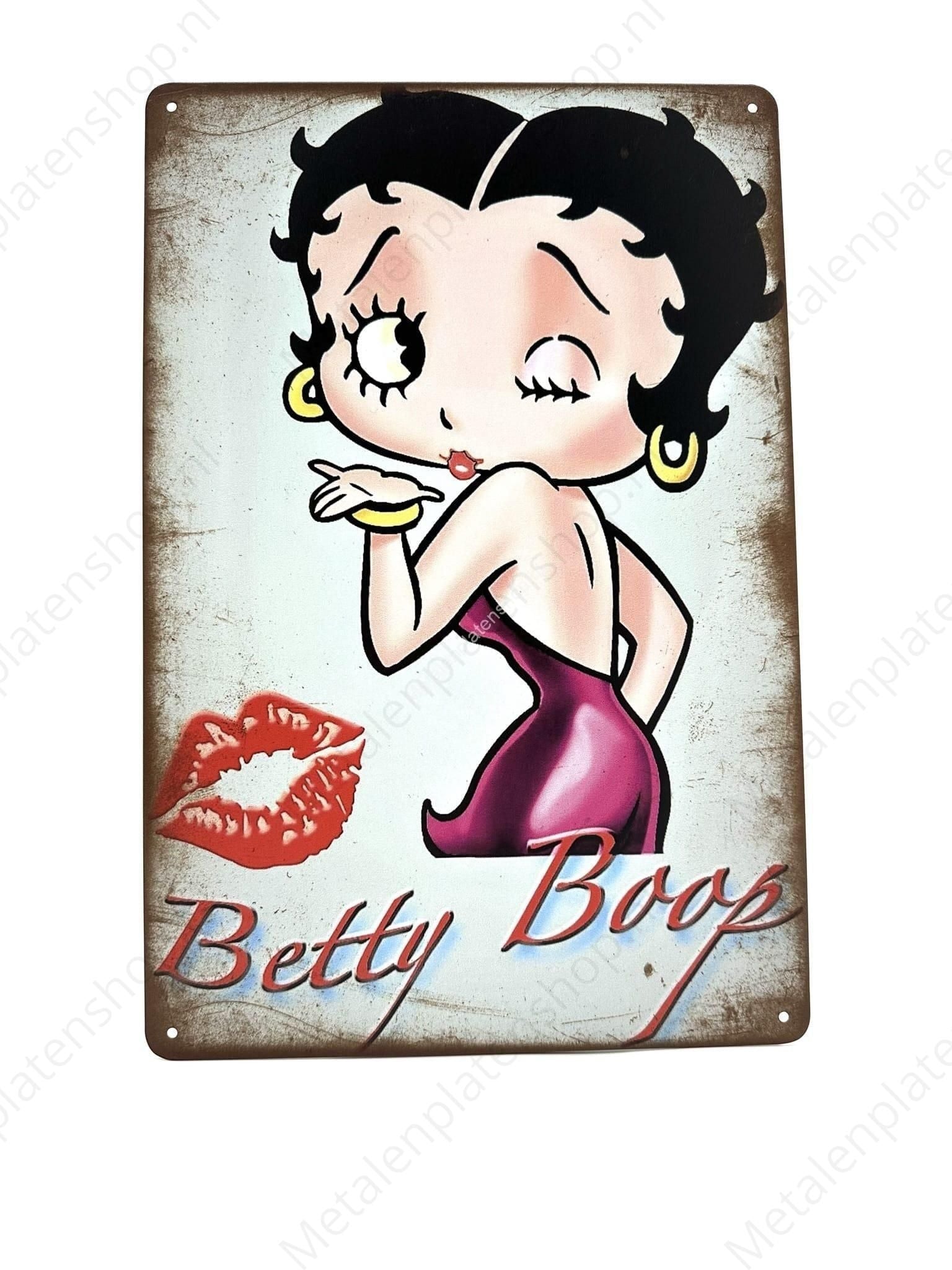 Bettyboop Knipoog - Metalen Wandbord Metaalbord