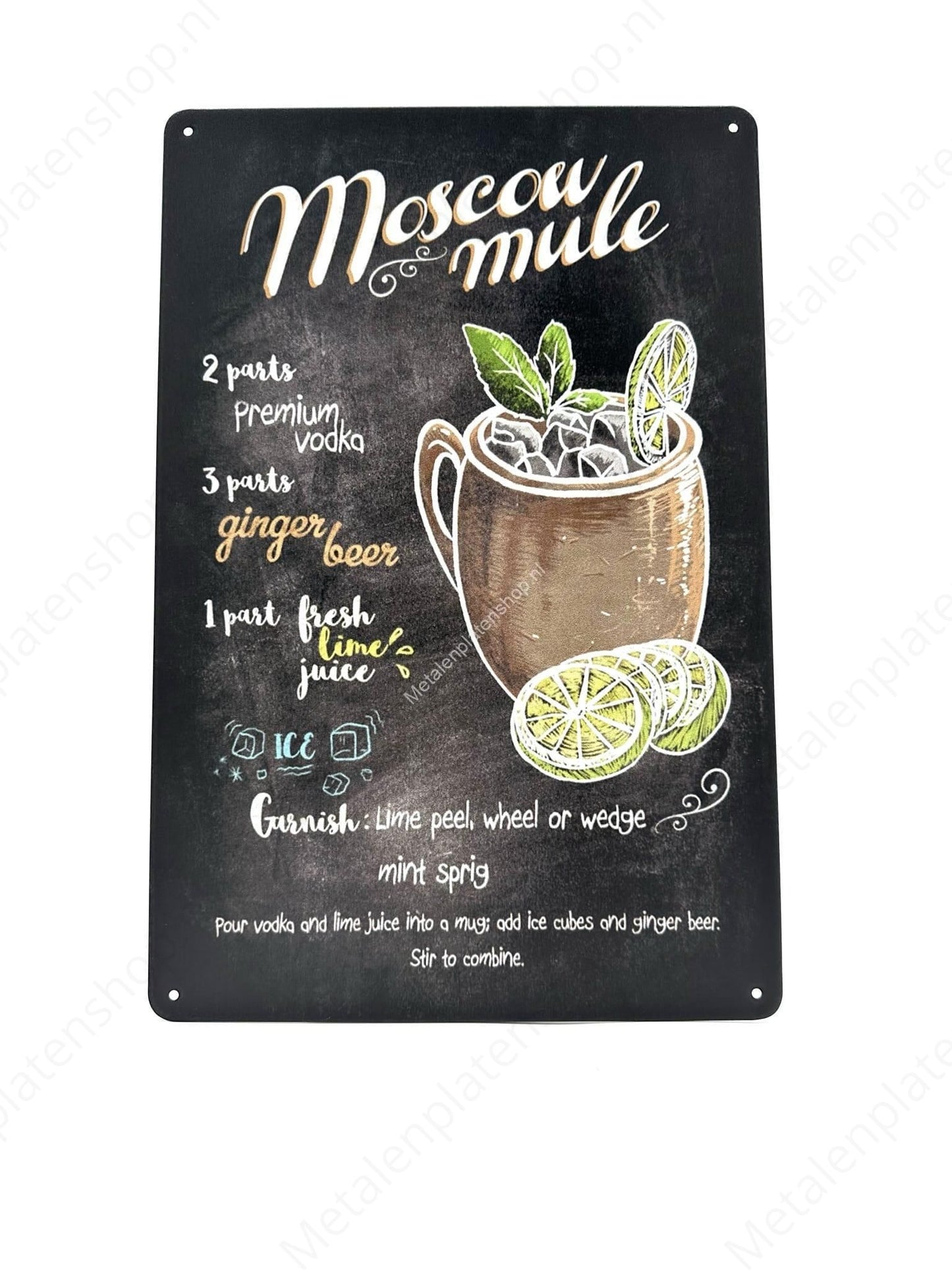 Moscow Mule - Chalkboard - Metal Wall Sign