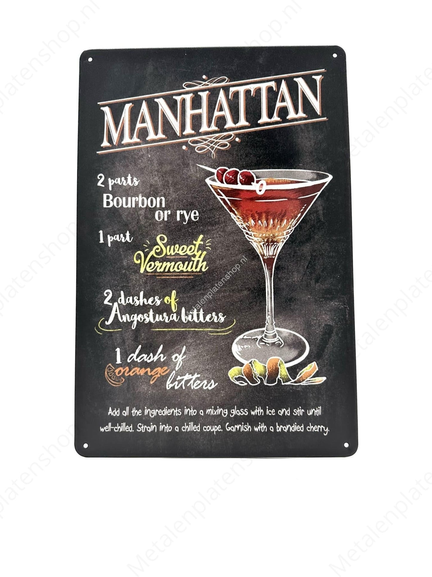 Manhattan - Chalkboard - Metal Wall Sign