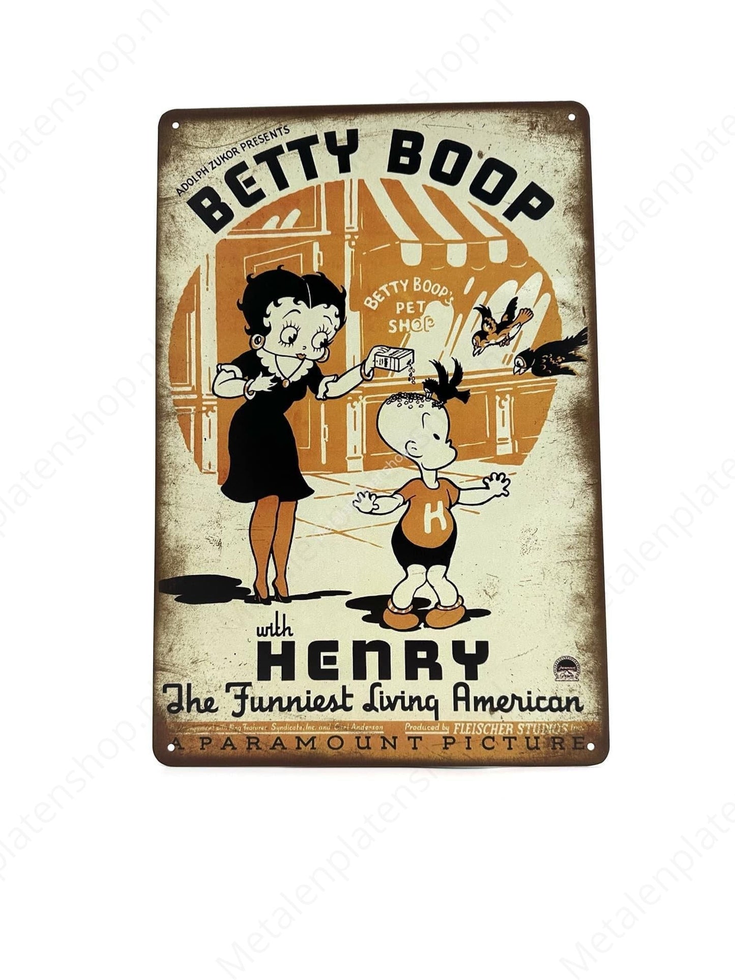 Betty Boop - With Henry - Metal Wall Sign