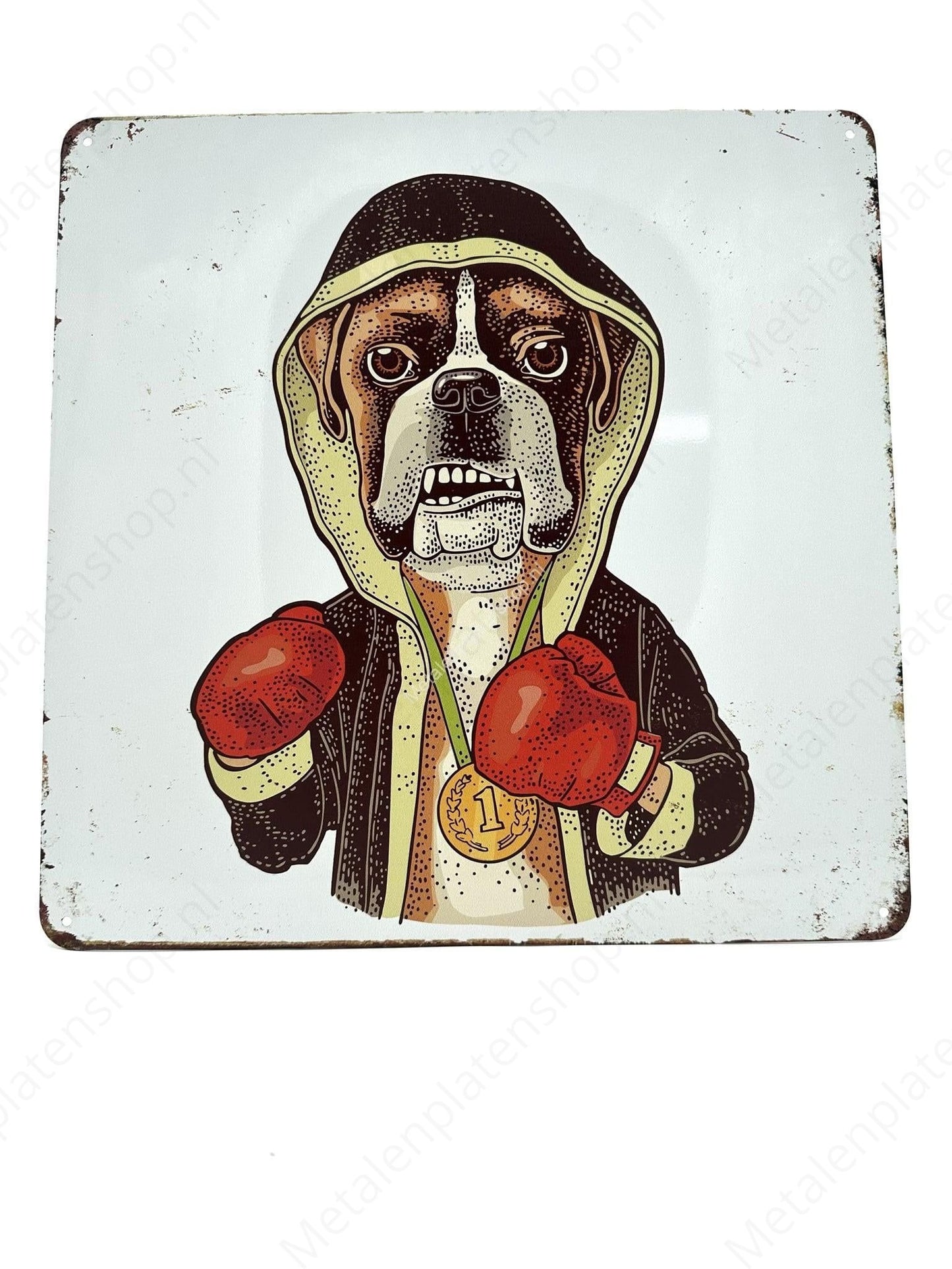 Boxing Dog - Metal Wall Sign