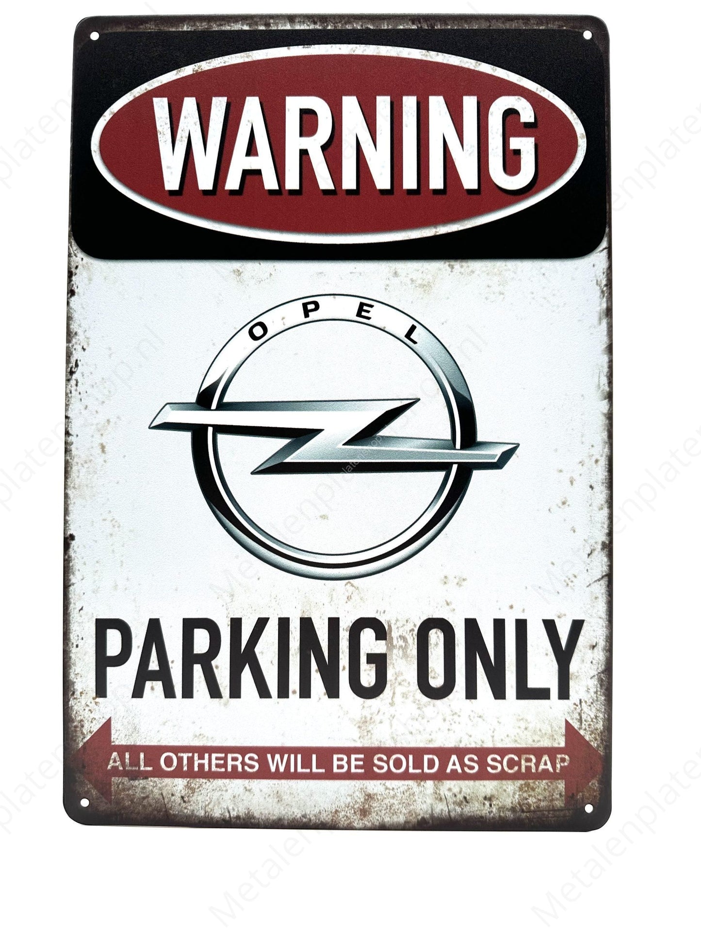 Warning Opel Parking Only - Metal Wall Sign