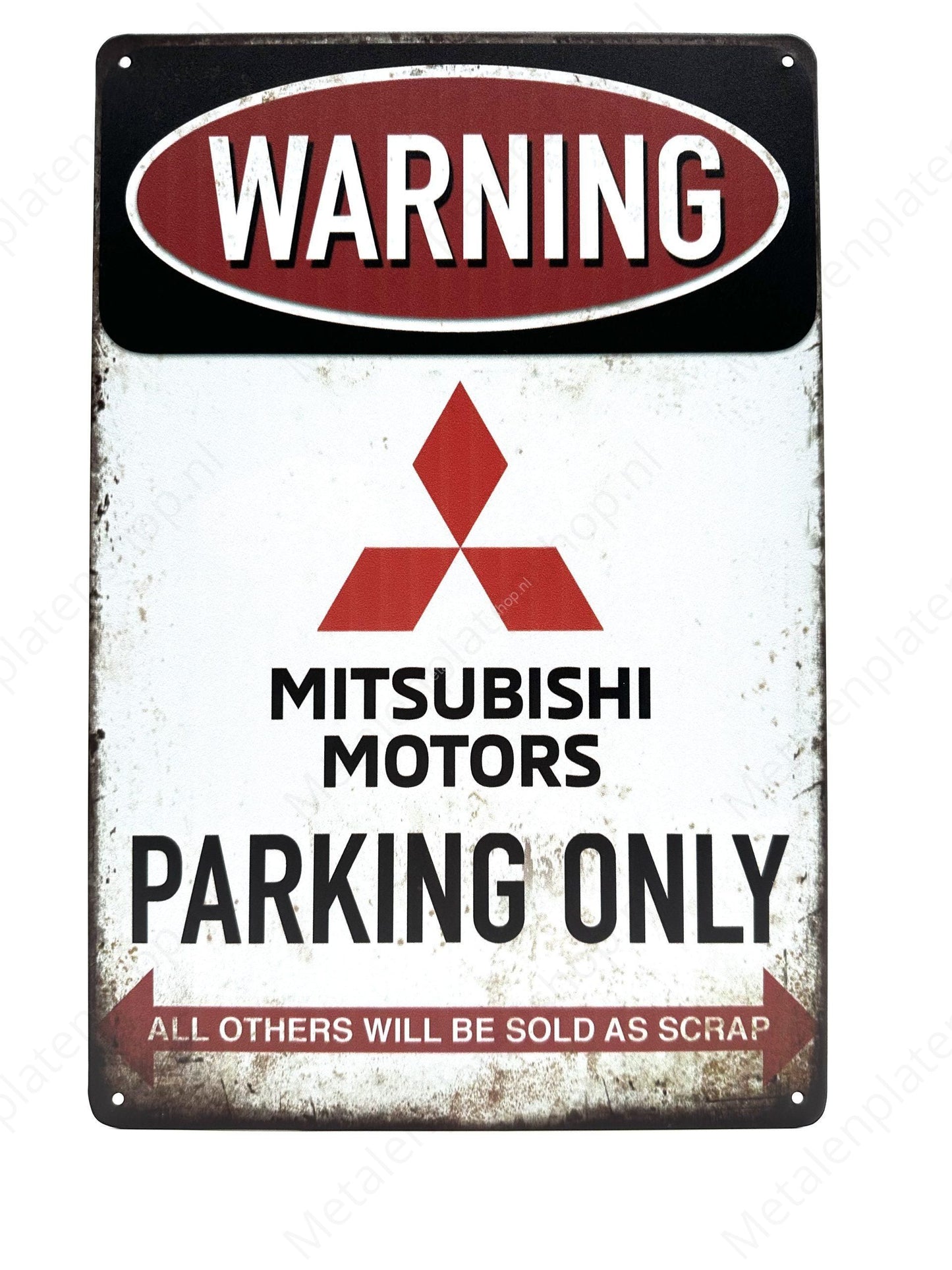 Achtung Mitsubishi Parking Only – Metall-Wandschild