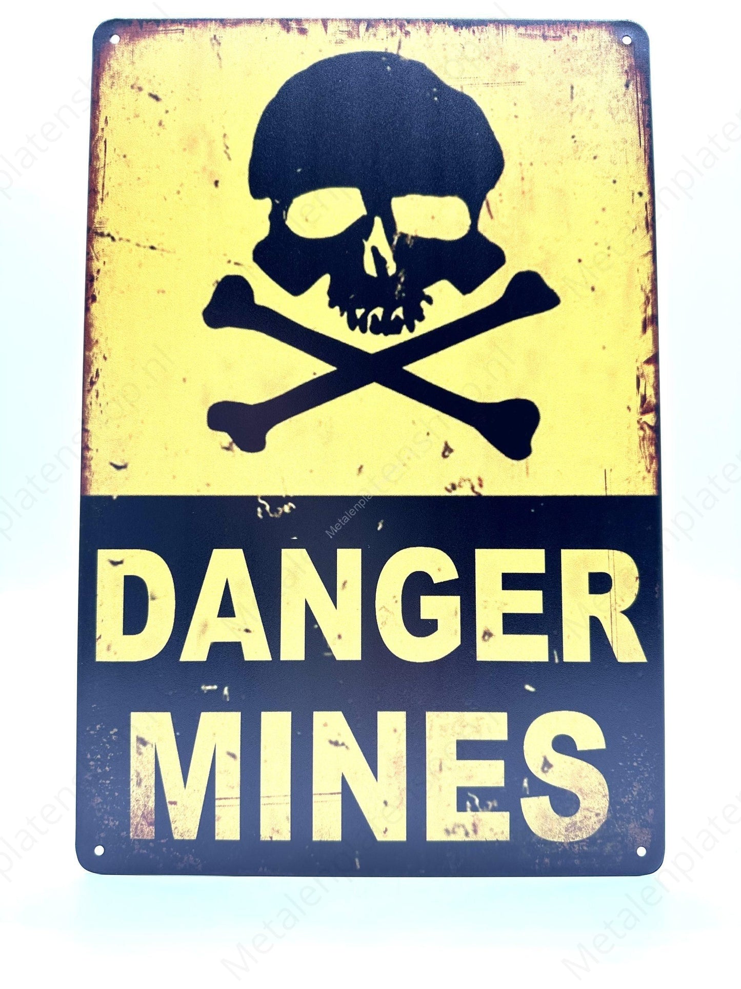 Danger Mines - Metalen Wandbord