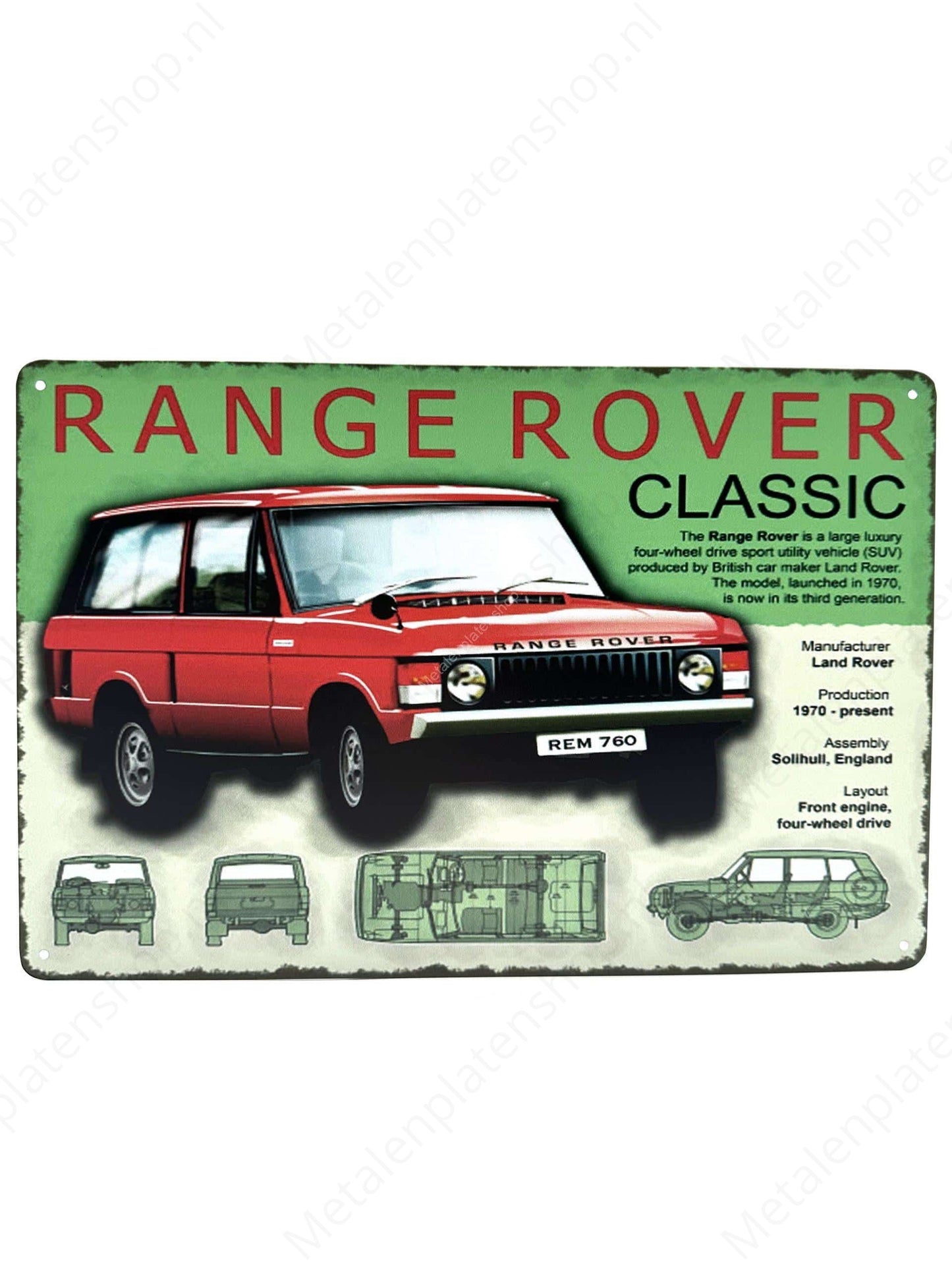 Range Rover Classic – Metallwandschild