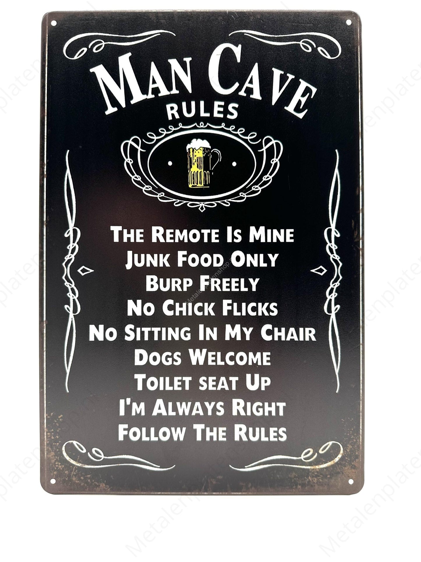 Mancave Rules - Metallwandschild