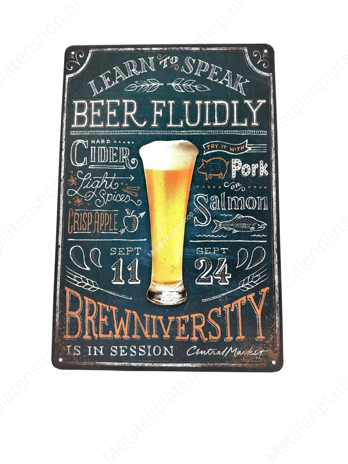 Learn to Speak Beer Fluidly - Beer - Metal Wall Sign