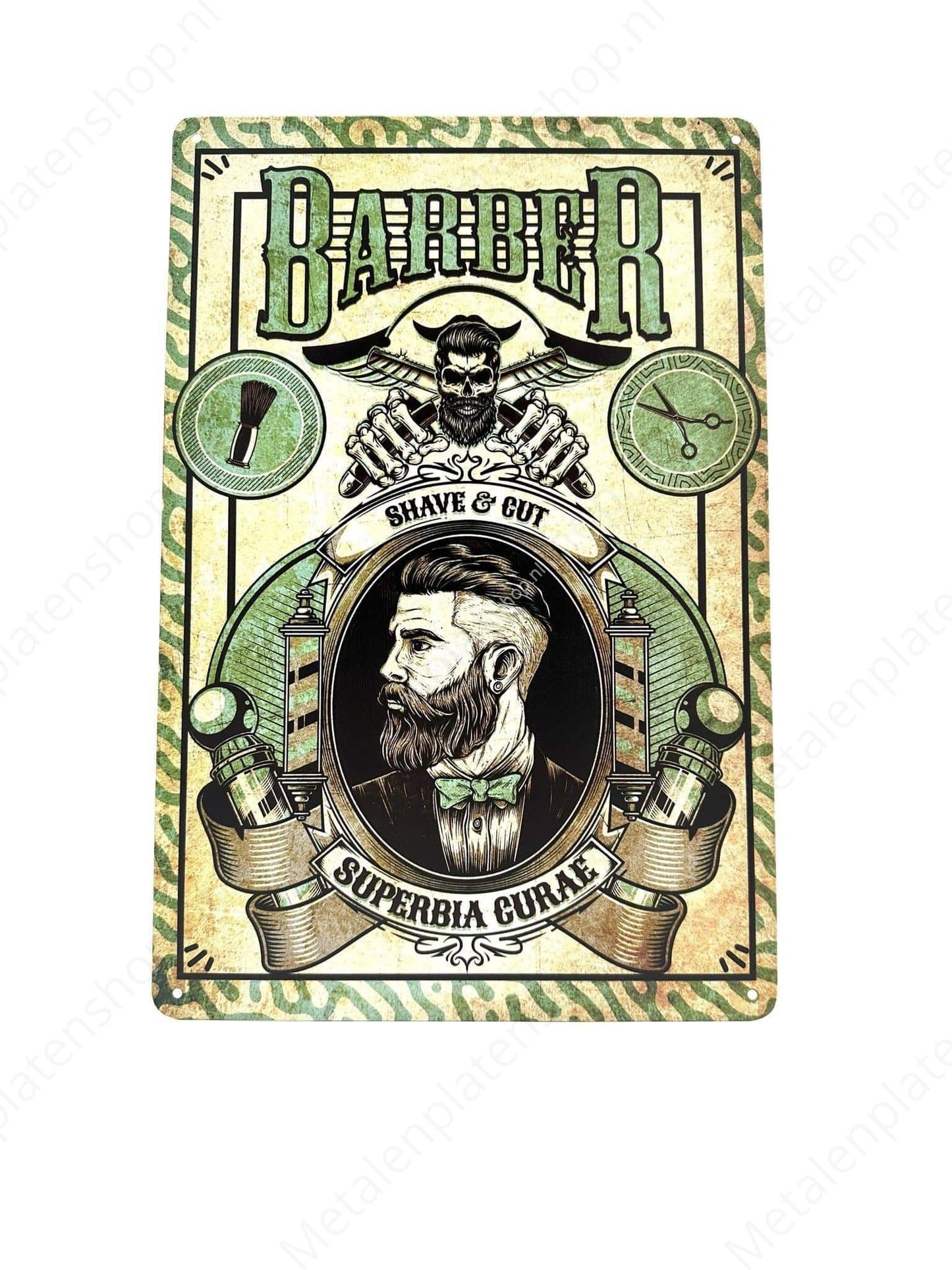 Barber Shave &amp; Cut - Metal Wall Sign