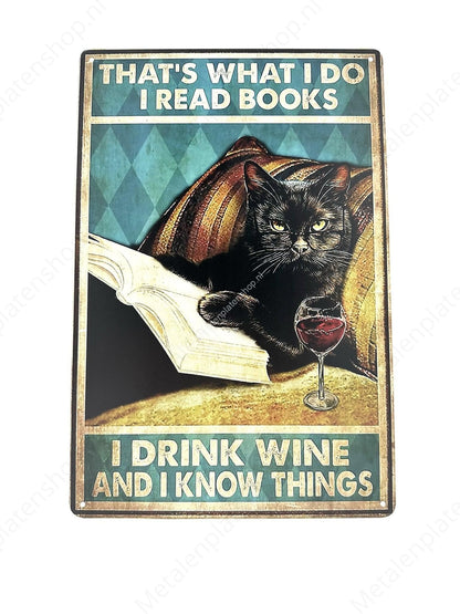 Funny cat - Thats what I do I read books - Cats - Metal Wall Sign