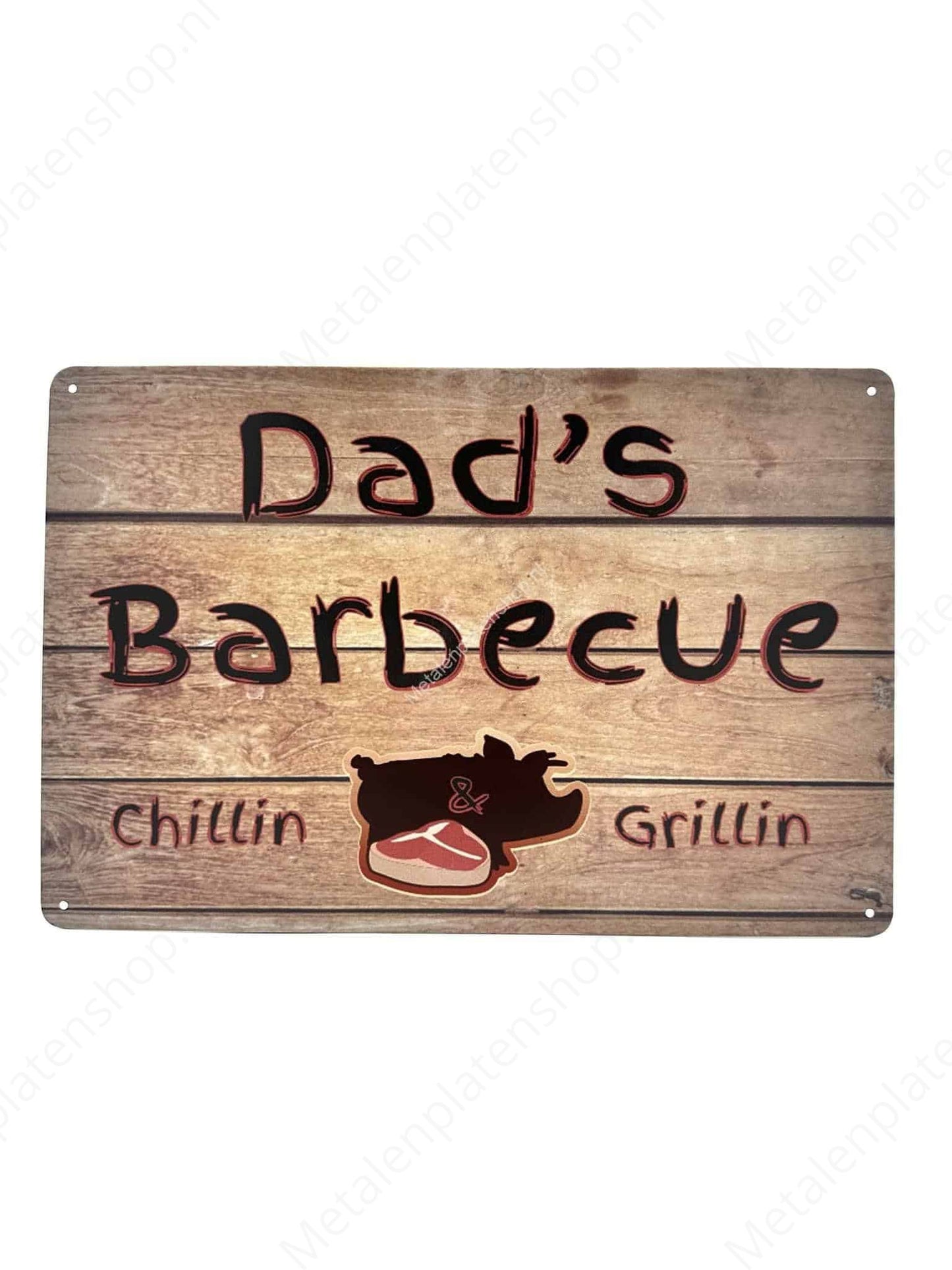 Dad's Barbecue - Chillin Grillin - BBQ - Metal Wall Sign