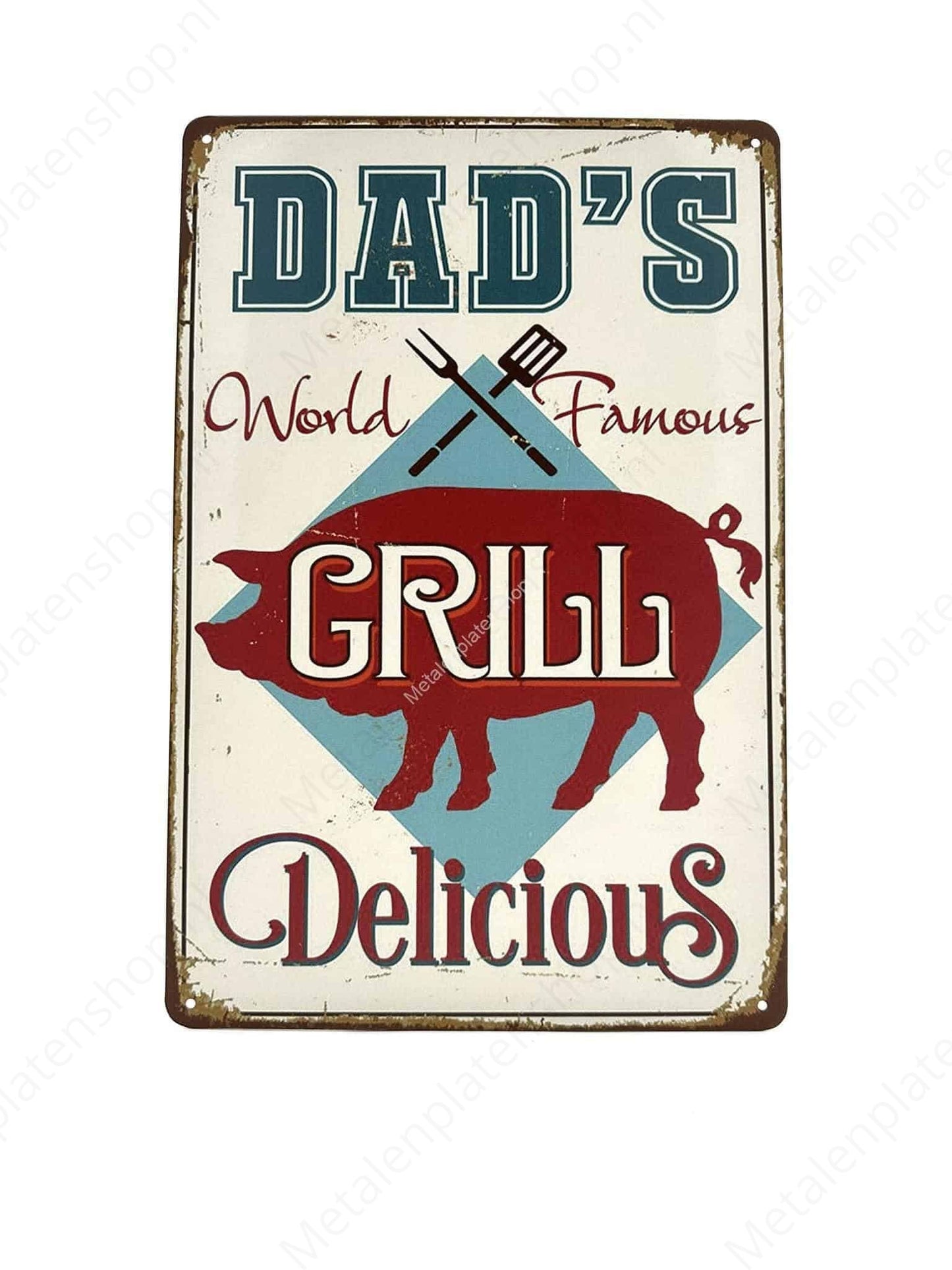 Dad's Worlds Famous Grill – Metall-Wandschild