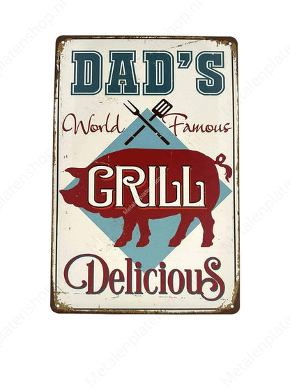 Dad's Worlds Famous Grill – Metall-Wandschild