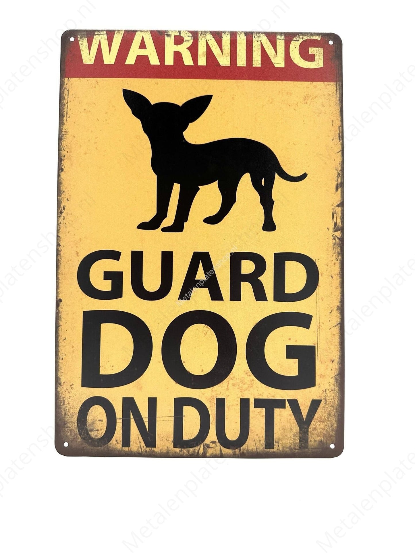 Wachhund im Dienst - Chihuahua - Hund - Metall Wandschild