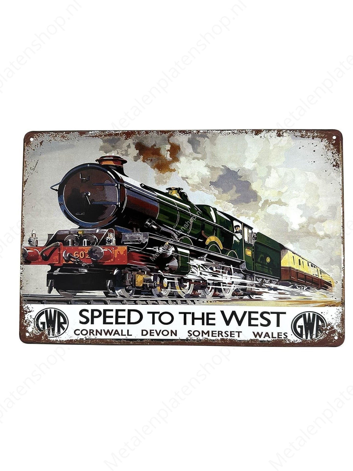 Speed ​​to the West - Zug - Lokomotive - Metall Wandschild