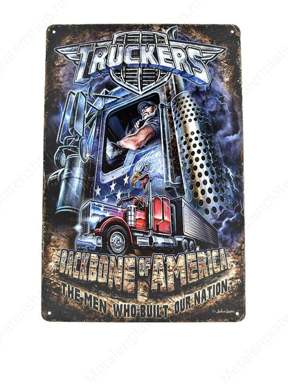 LKW - Trucker - Rückgrat Amerikas - Metallwandschild