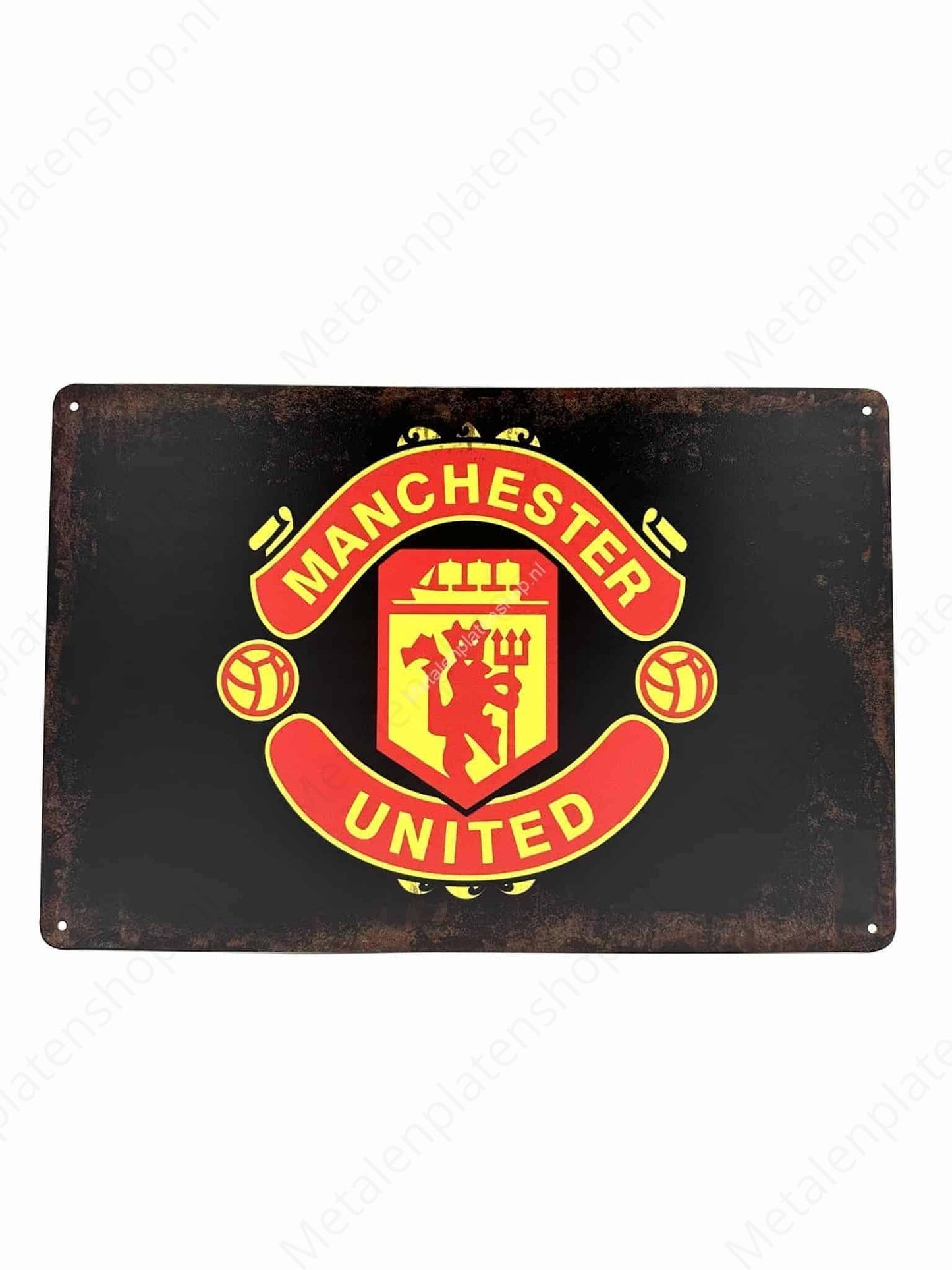 Manchester United - Black - Football - Metal Wall Sign