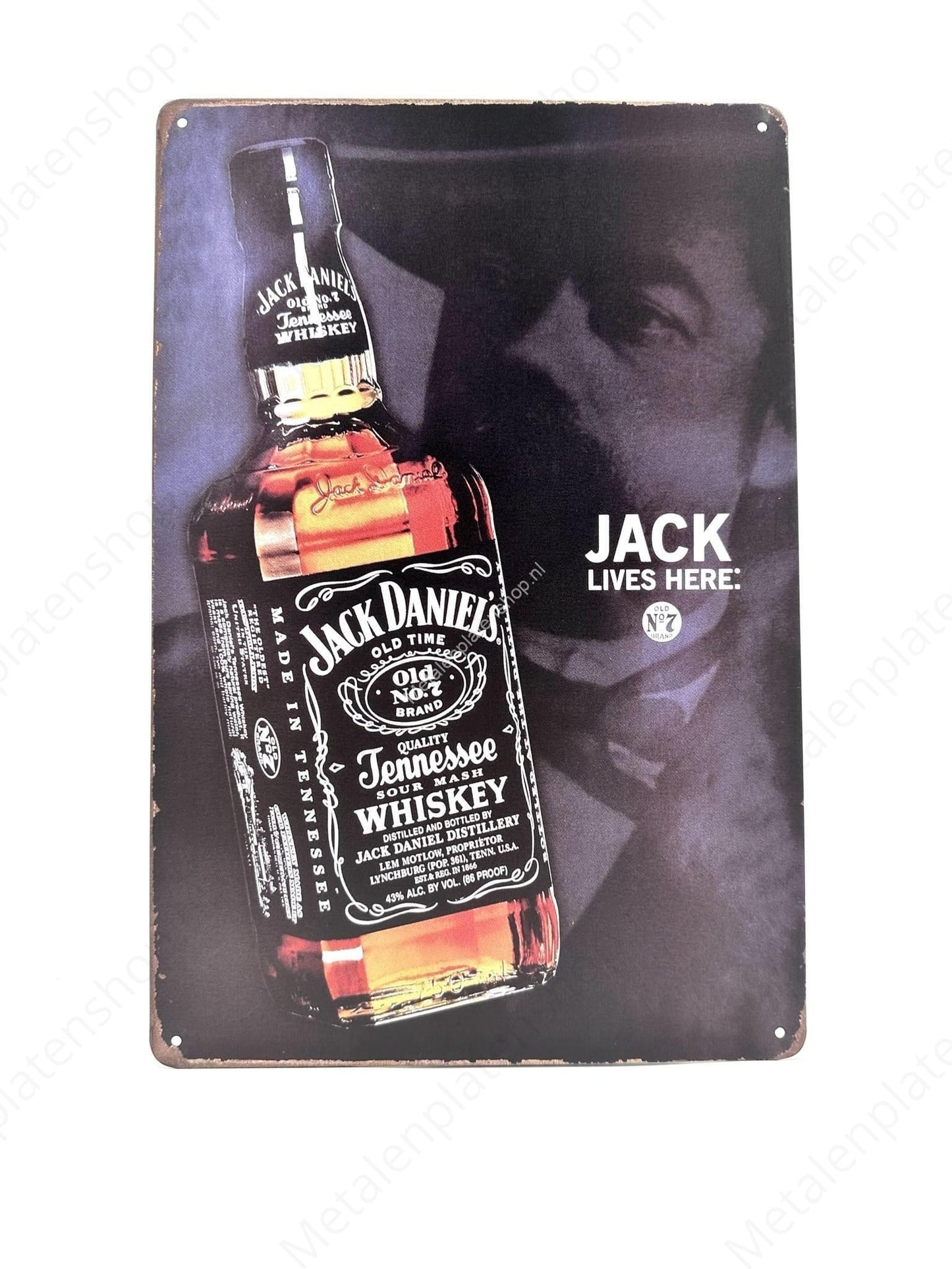 Jack Daniels - Lives here - Drink - Metal Wall Sign