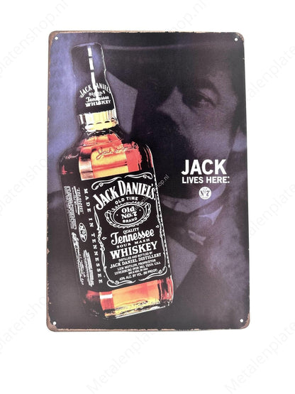 Jack Daniels - Lives here - Drink - Metal Wall Sign