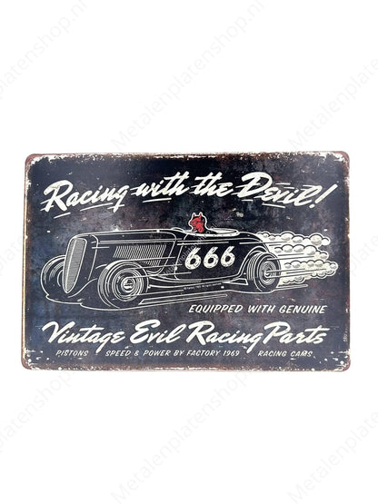 Racing with the Devil - Car - 666 - Race - Metal Wall Sign