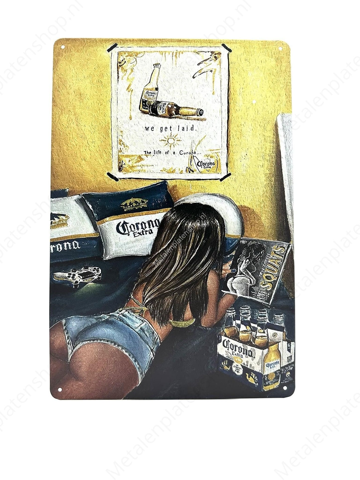 Corona with Woman - Beer - Metal Wall Sign