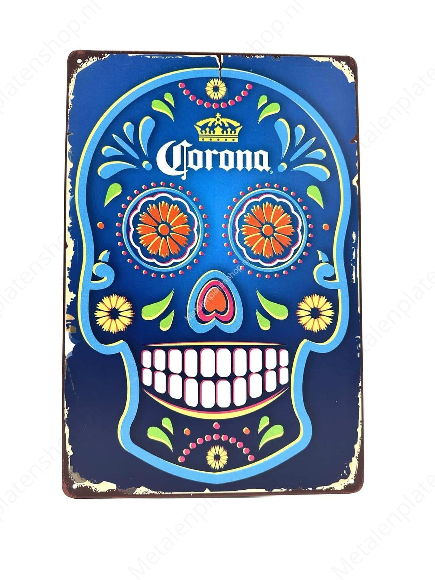Corona Skull - Blue - beer - Metal Wall Sign