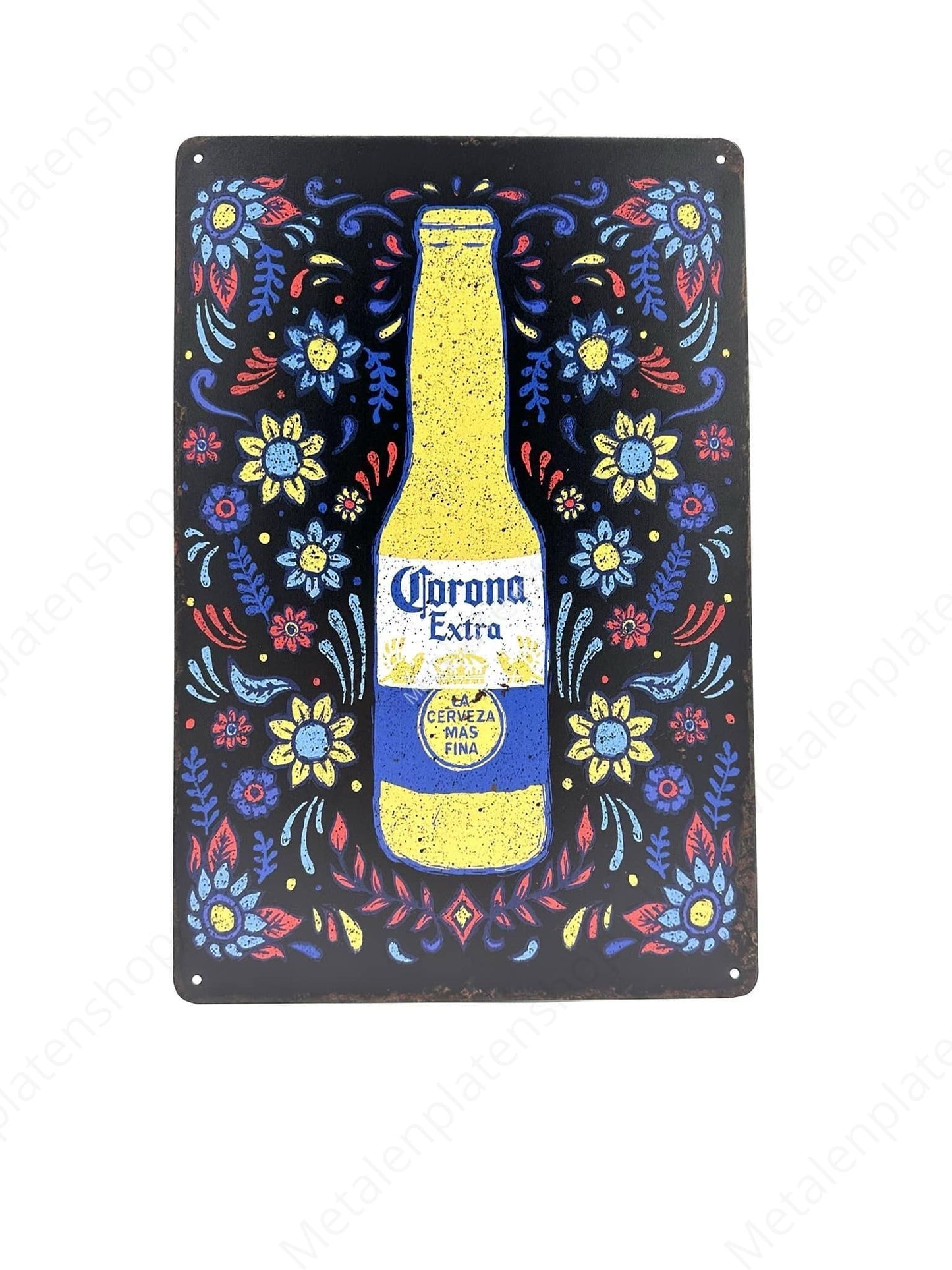 Corona Extra - Bunt - Flasche - Bier - Metall Wandschild