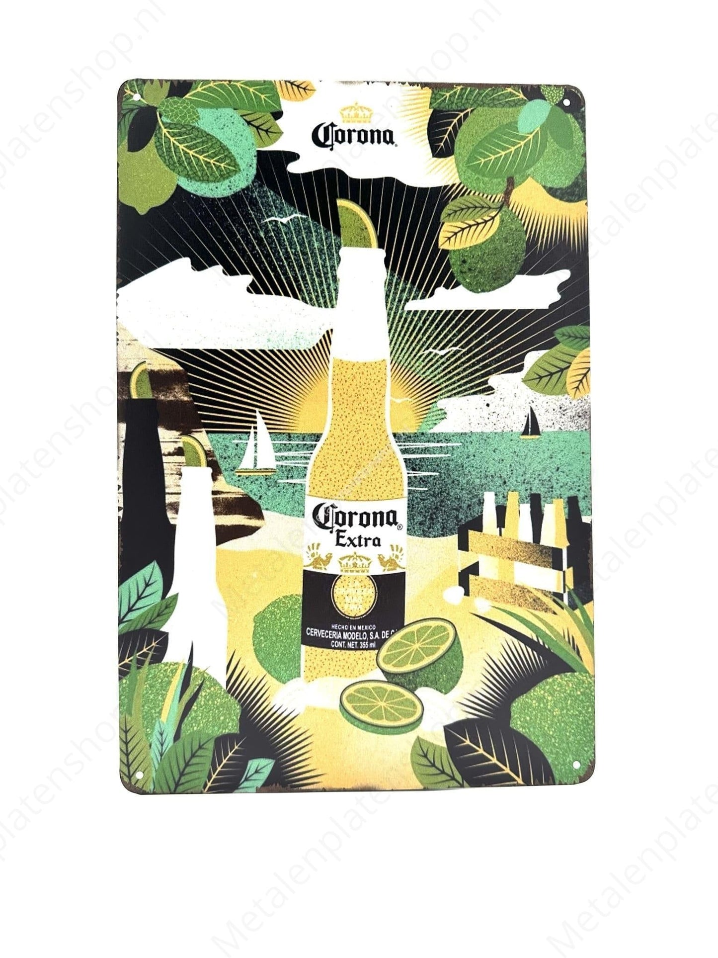 Corona Extra - Colorful - Bottle of Lime - Beer - Metal Wall Sign