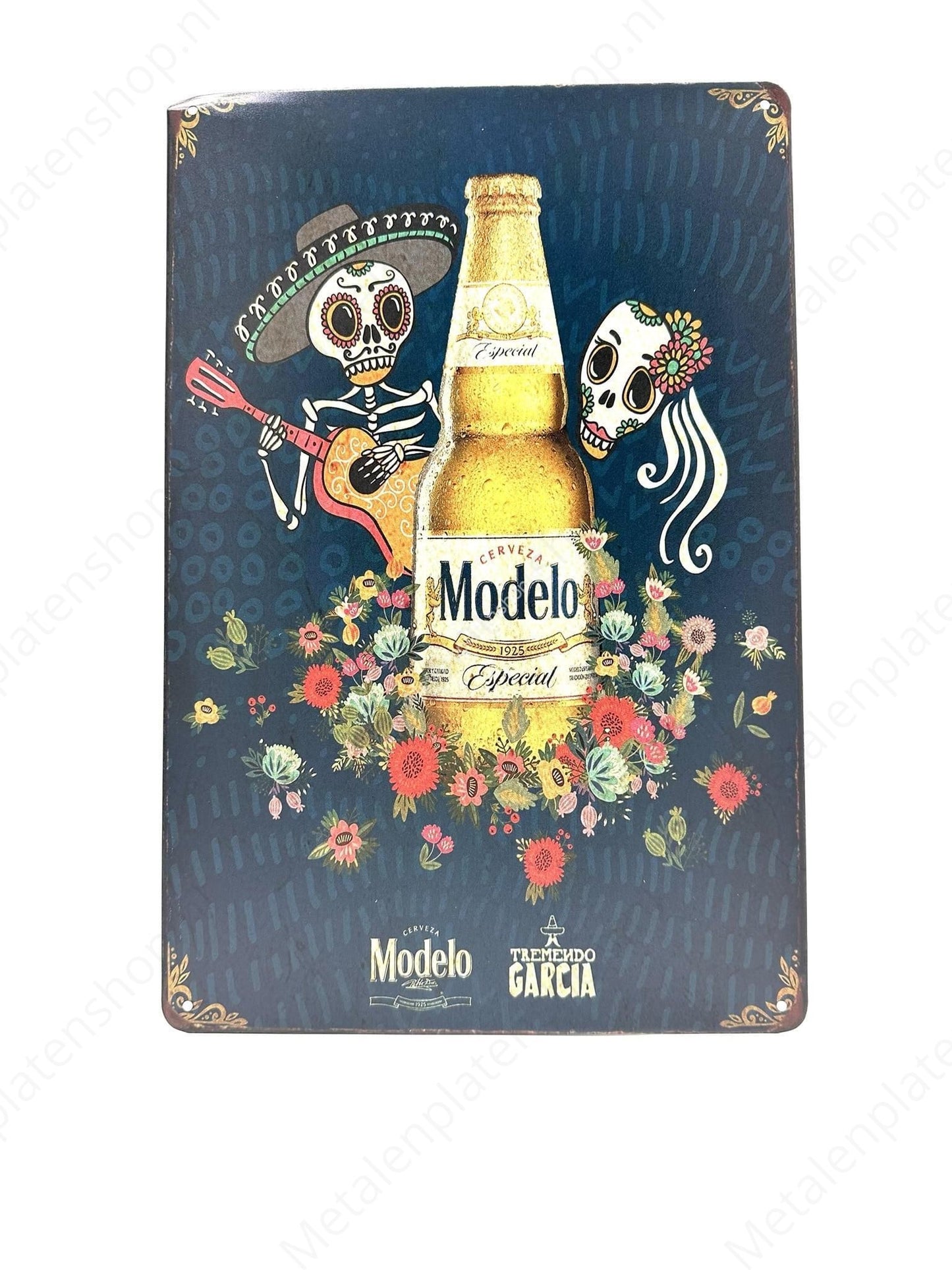 Modelo – Skelette – Getränk – Metallwandschild