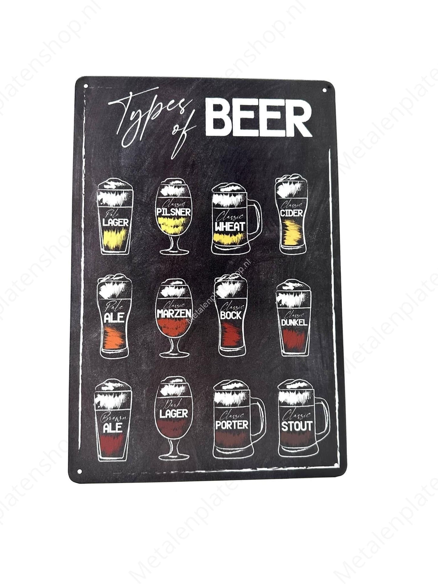 Biersorten - Biere - Metallwandschild