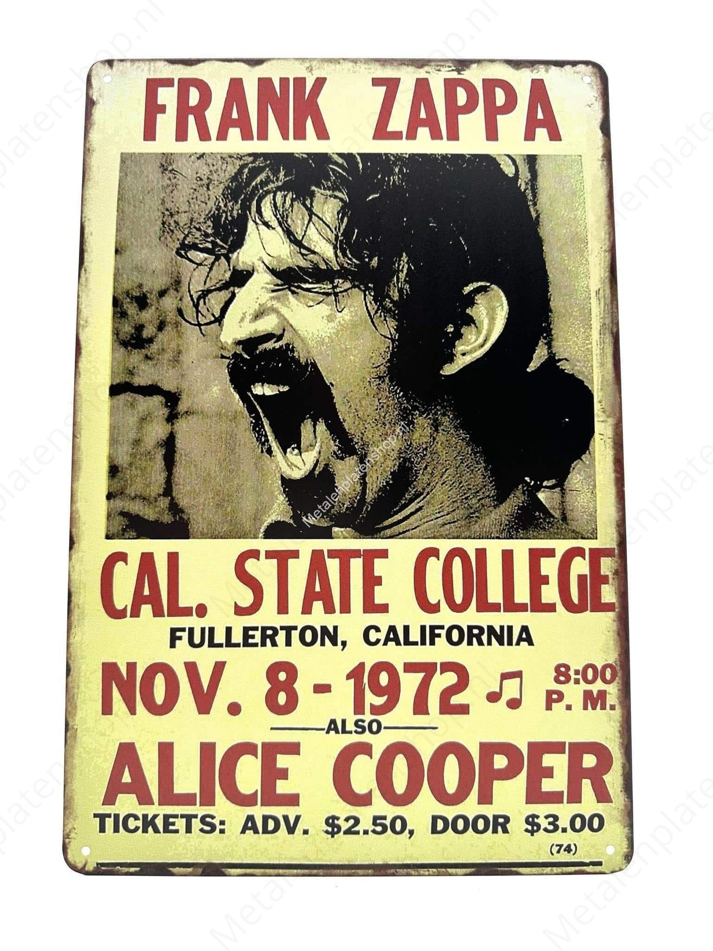 Frank Zappa - California - Fullerton - Poster - Metal Wall Sign