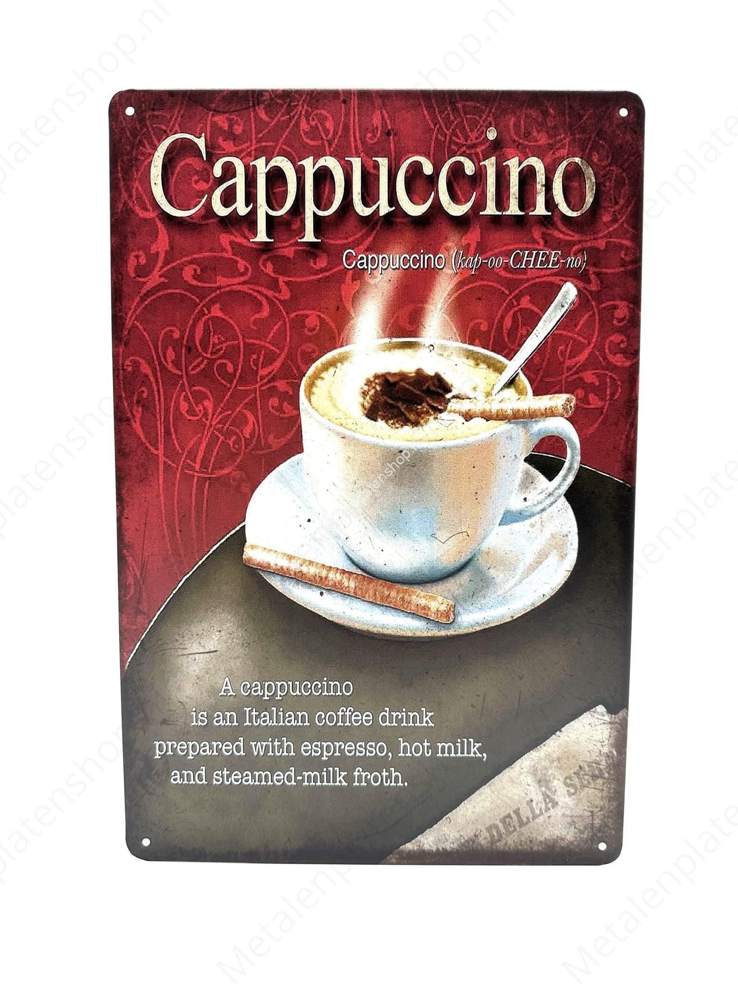 Cappuccino - Coffee - Cup - Metal Wall Sign