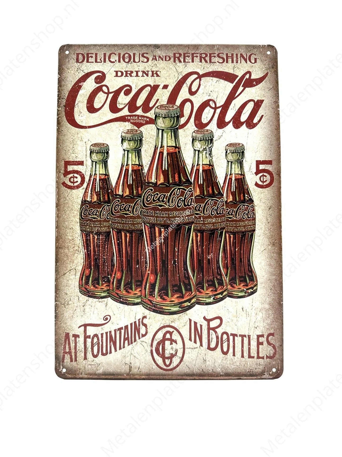 Coca Cola - Vintage - Bottles - Metal Wall Sign