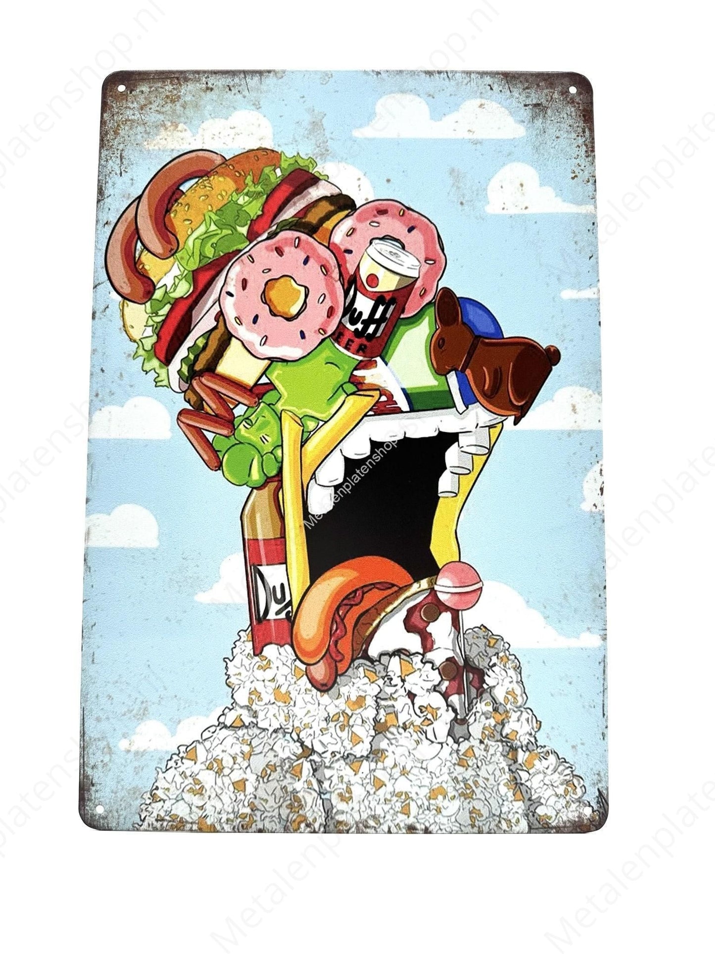 Cartoon – Gesicht – Essen – Trinken – Metall-Wandschild