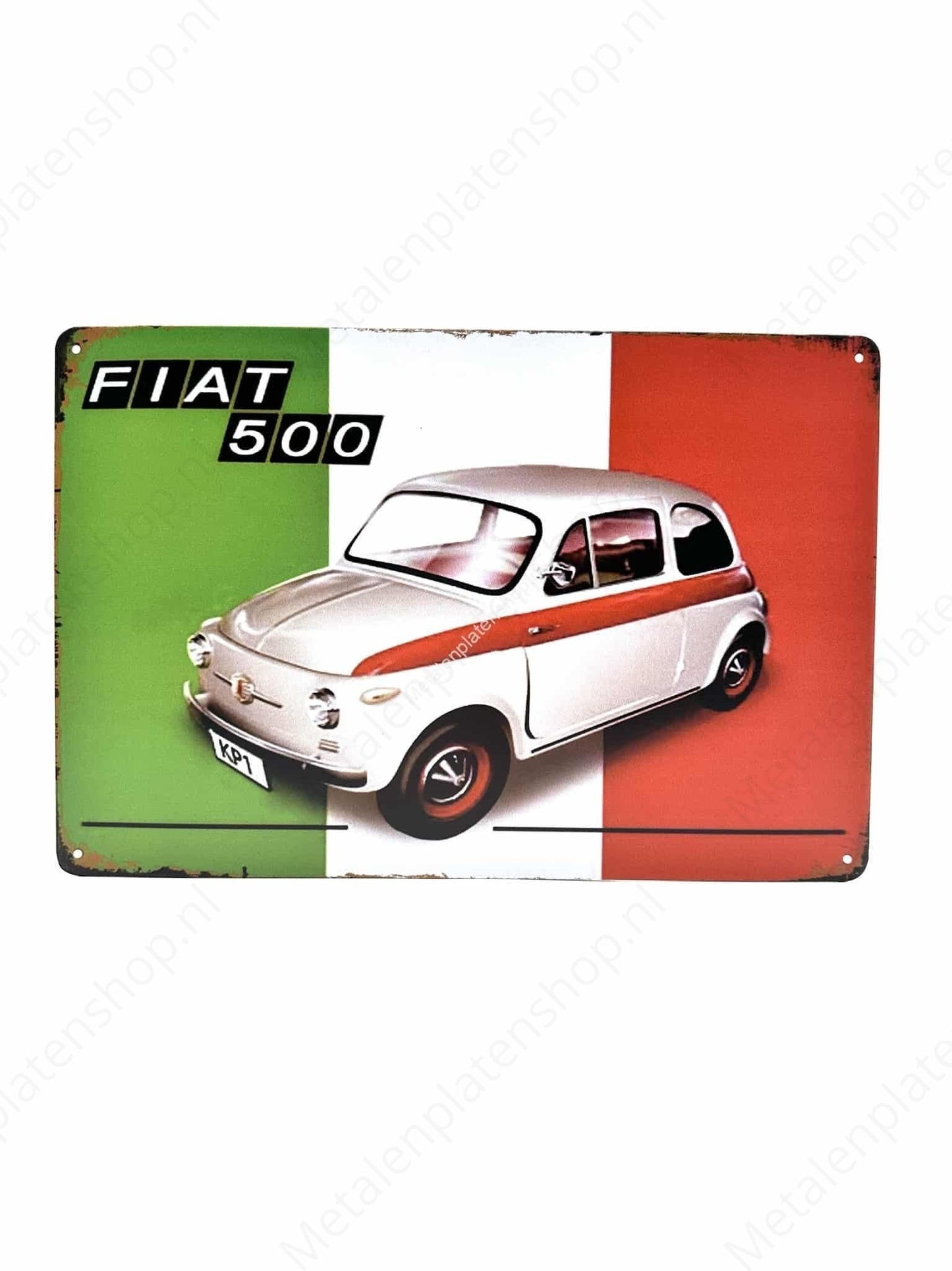 Fiat 500 – Italien – Metallwandschild