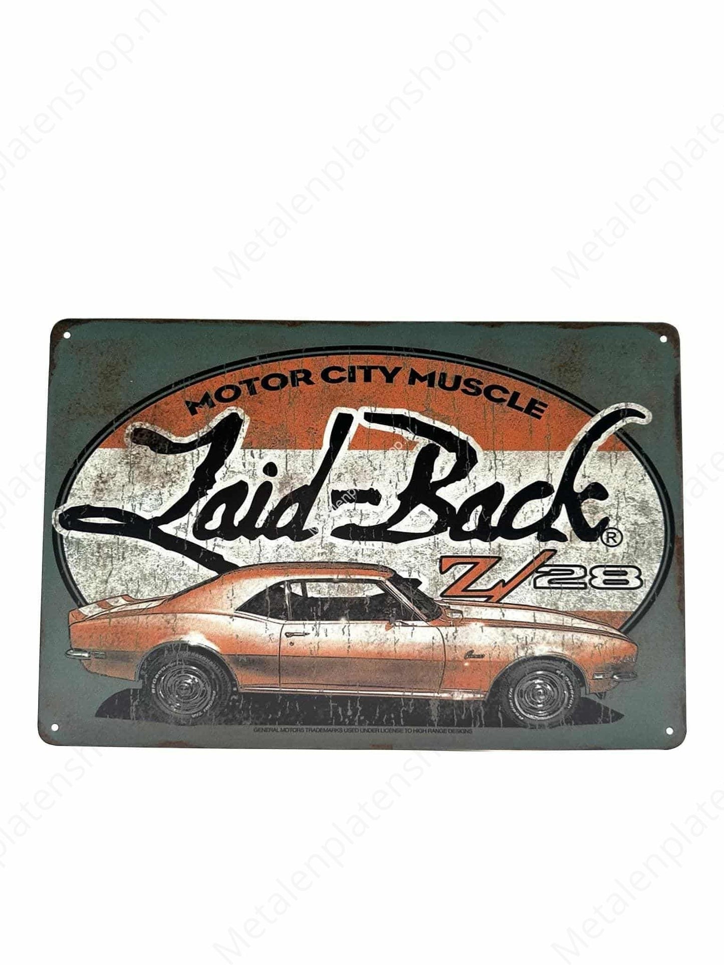 Motor City Muscle - Laid-Back - Z/28 - Metal Wall Sign