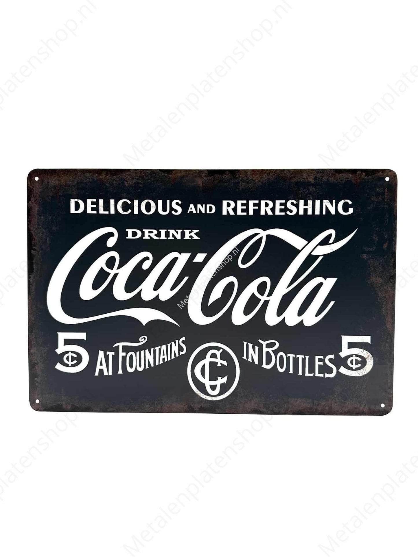 Coca Cola - Black - Metal Wall Sign