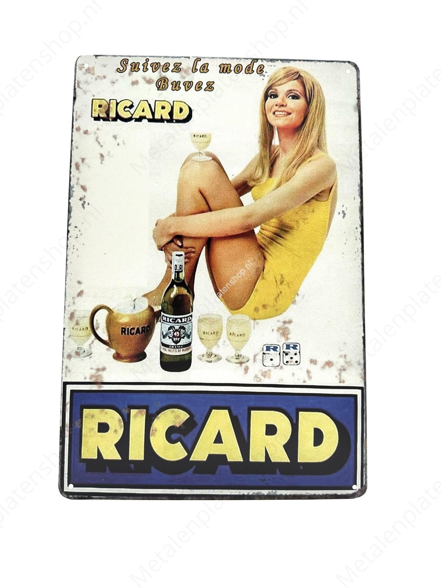 Ricard with Woman - Follow the Buvez Mode - Metal Wall Sign