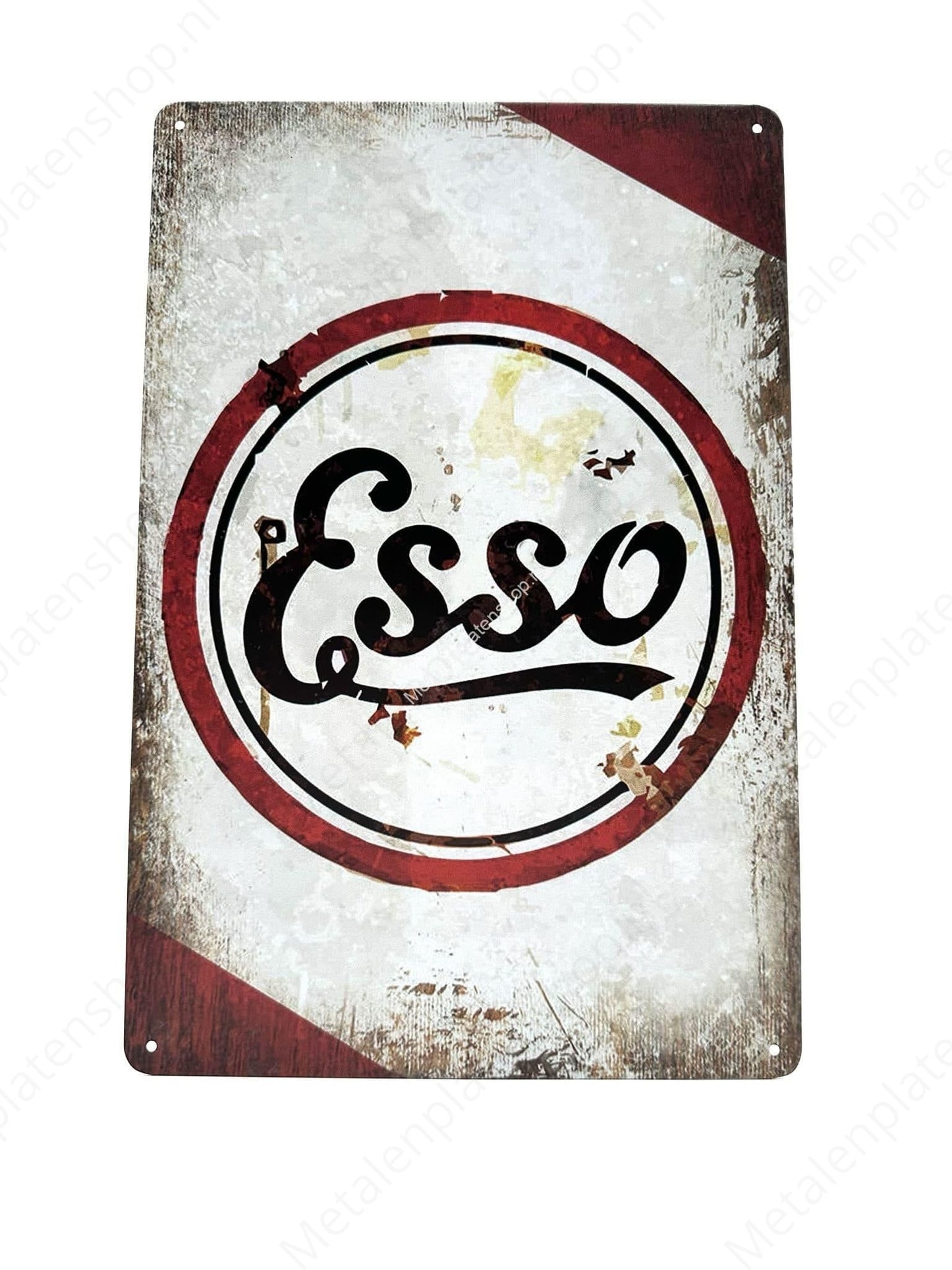 Esso - Rood/Wit - Metalen Wandbord