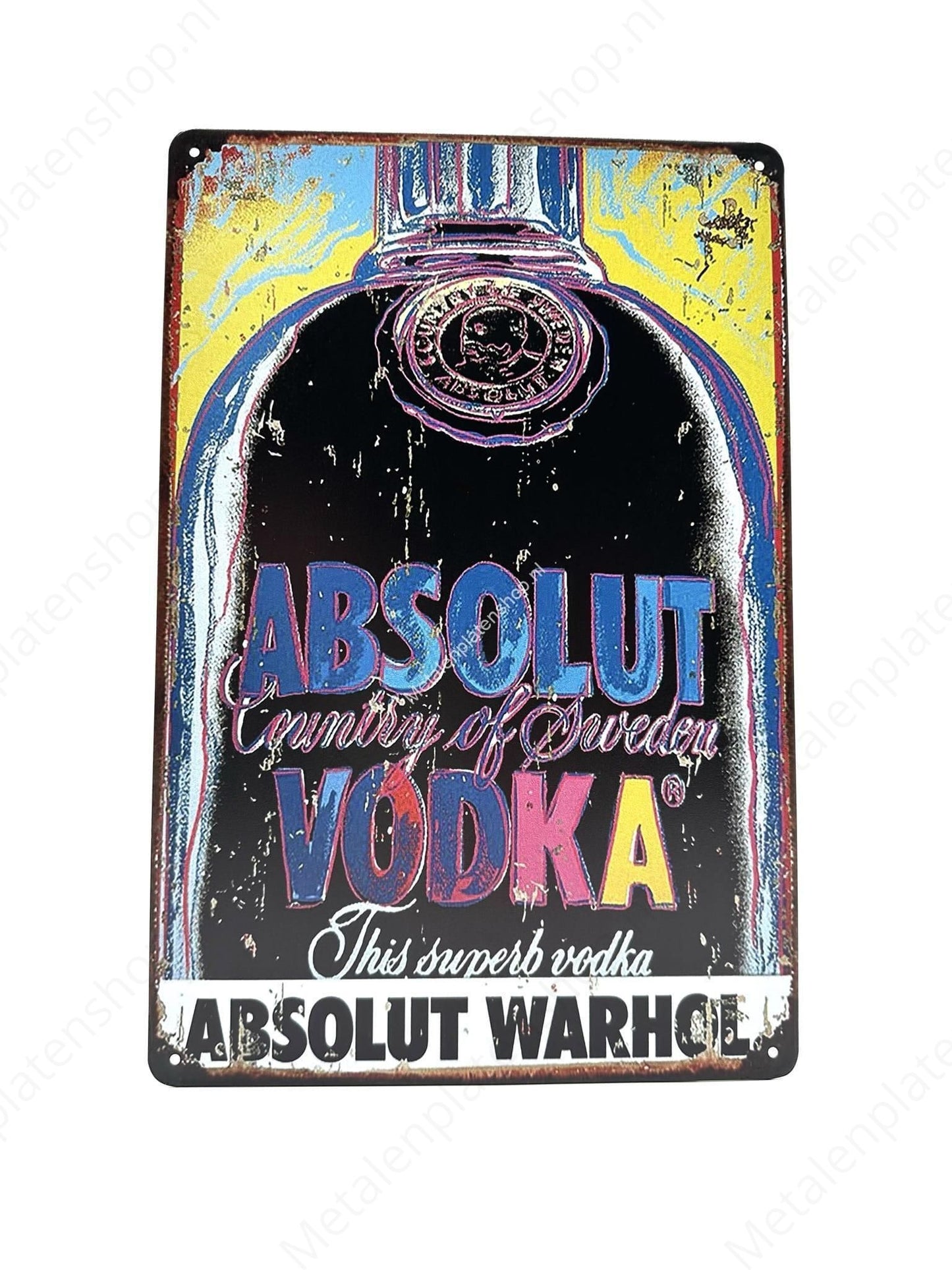 Absolut Vodka – Dieser hervorragende Wodka – Absolut Warhol – Metallwandschild