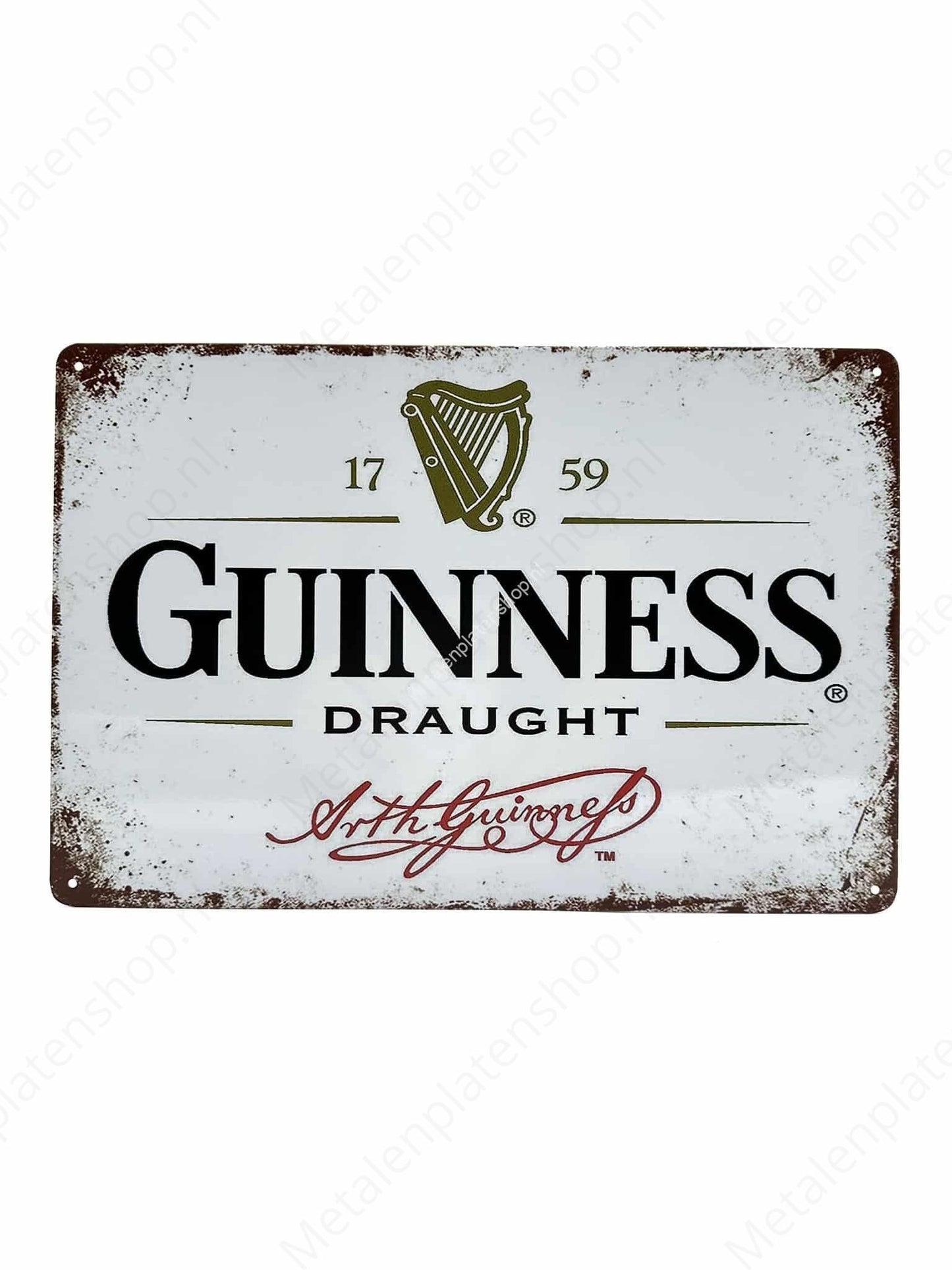 Guinness – 1759 – Weiß – Metallwandschild