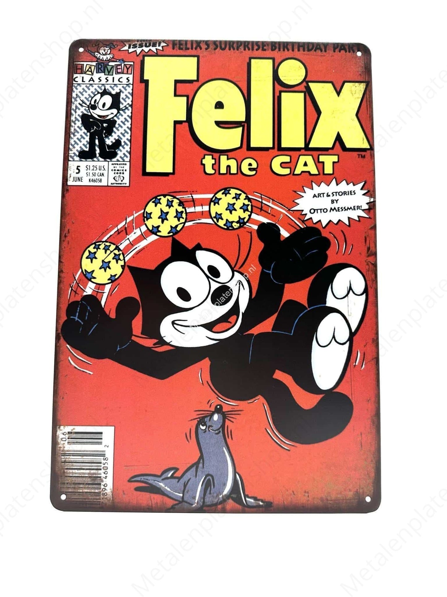 Felix the Cat – Überraschungsgeburtstag – Metallwandschild