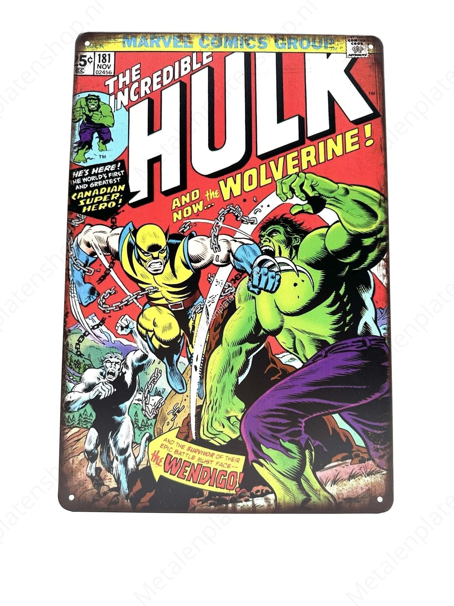The Hulk and the Wolverine - Metalen Wandbord