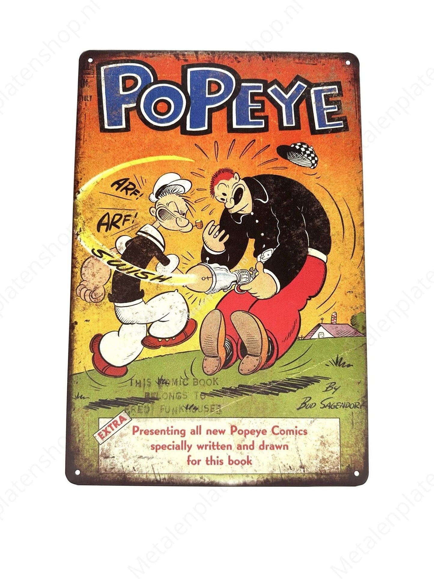 Popeye – Arf Arf – Metallwandschild